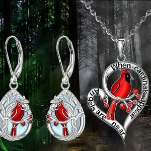 Silver Cardinal Jewelry Set